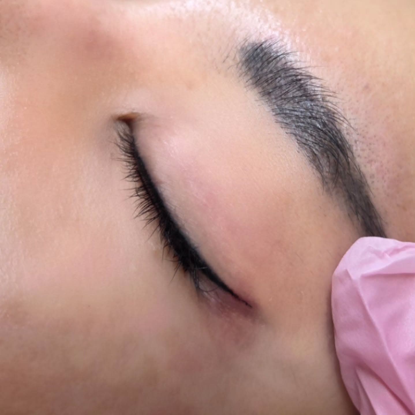 A lash and beauty treatment in progress at the studio